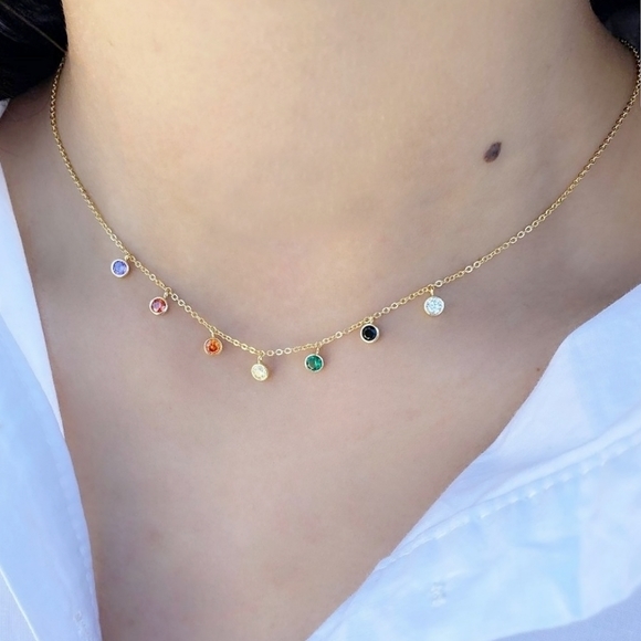Rainbow Diamond Tennis Necklaces